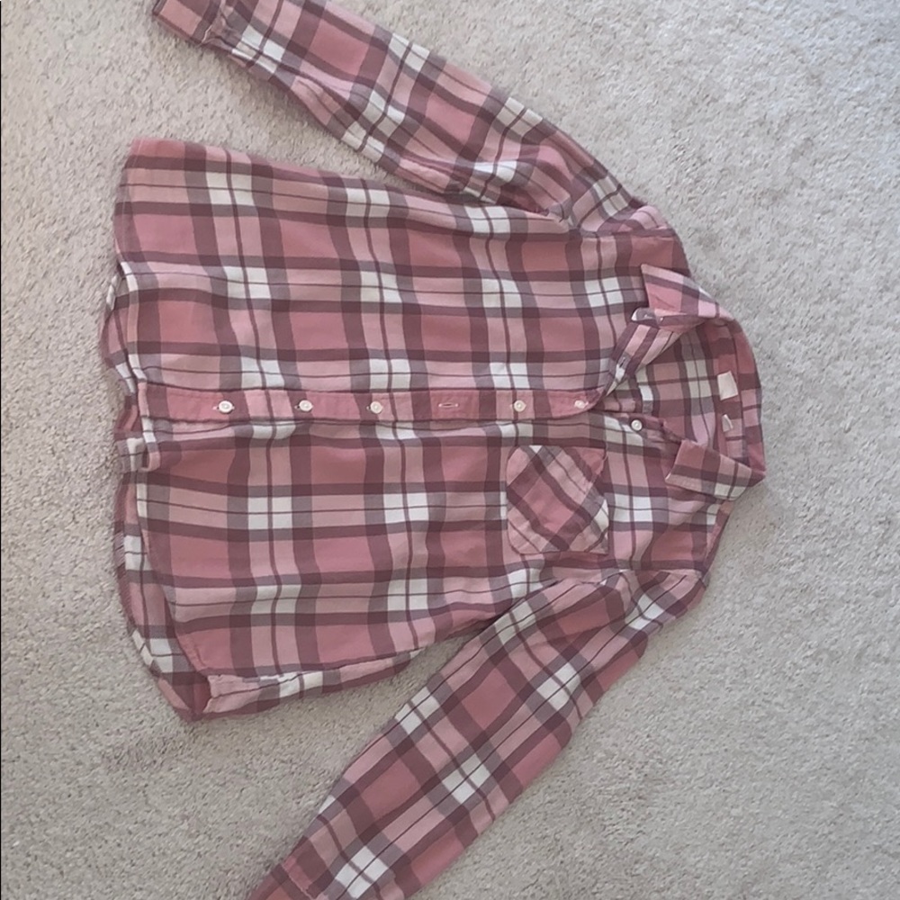 Pink and white Plaid long sleeve shirt